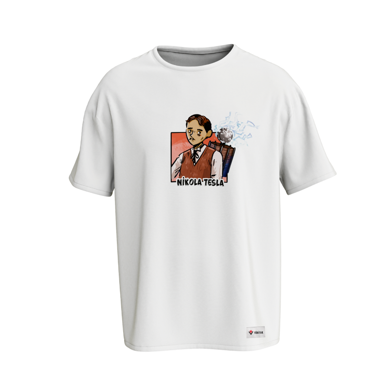 Çizgi Bilim Serisi - Nikola Tesla Tişört (Erkek)